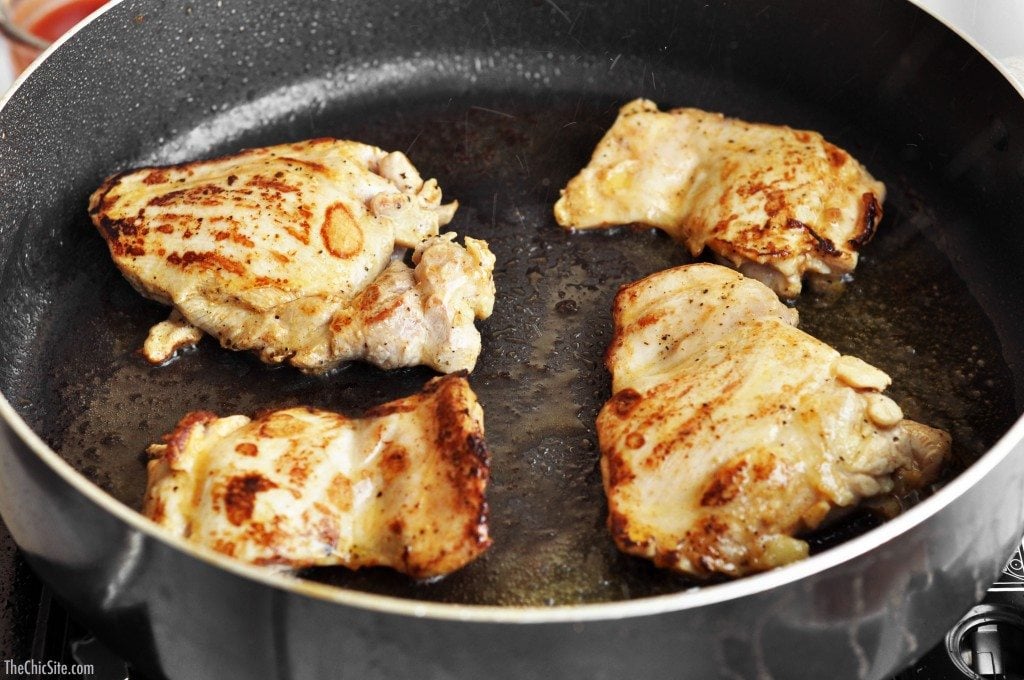 browning chicken in skillet