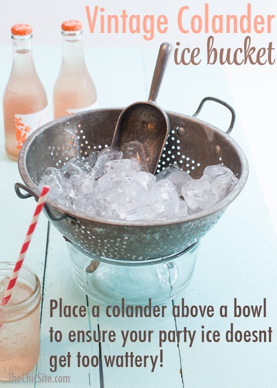 use a colander as an ice bucket