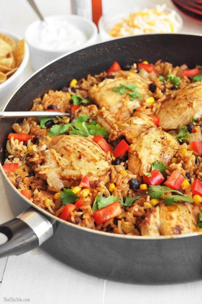chicken and rice in pot